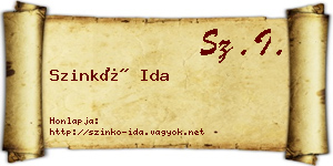 Szinkó Ida névjegykártya
